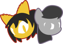 Size: 1100x770 | Tagged: safe, artist:fuzon-s, octavia melody, g4, crossover, duo, honey the cat, logo, simple background, sonic the hedgehog (series), style emulation, transparent background