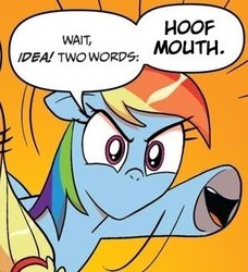 Size: 334x366 | Tagged: safe, idw, rainbow dash, g4, exploitable meme, meme, two words meme