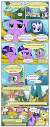 Size: 612x1550 | Tagged: safe, artist:newbiespud, edit, edited screencap, screencap, berry punch, berryshine, bon bon, daisy, flower wishes, mr. greenhooves, nixie, rarity, spike, sweetie drops, trixie, twilight sparkle, dragon, pony, unicorn, comic:friendship is dragons, friendship is magic, g4, season 1, armor, claws, comic, fangs, female, floppy ears, grin, hooves, horn, male, mare, ponyville, royal guard, royal guard armor, screencap comic, smiling, stallion, unicorn twilight