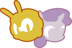 Size: 1100x744 | Tagged: safe, artist:fuzon-s, sweetie belle, g4, charmy bee, crossover, duo, logo, simple background, sonic the hedgehog (series), style emulation, transparent background