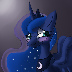 Size: 726x726 | Tagged: safe, artist:toshabi, princess luna, pony, g4, blushing, female, glasses, solo