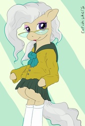 Size: 850x1249 | Tagged: safe, artist:ratwhiskers, mayor mare, pony, g4, bipedal, clothes, glasses, skirt