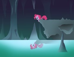 Size: 800x618 | Tagged: safe, artist:ghostlymuse, pinkie pie, g4, cave, cave pool, mirror pool, reflection