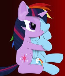 Size: 920x1080 | Tagged: safe, artist:waveywaves, rainbow dash, twilight sparkle, g4, female, hug, lesbian, ship:twidash, shipping