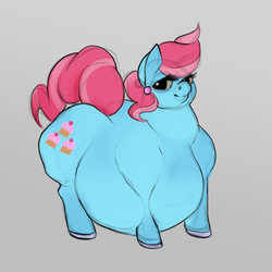 Size: 1280x1280 | Tagged: safe, artist:ptg, cup cake, earth pony, pony, g4, fat, female, obese, solo, thick cup cake