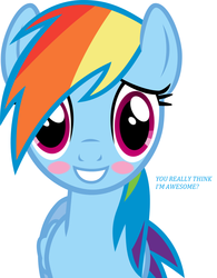 Size: 618x792 | Tagged: safe, edit, rainbow dash, g4, blushing, bronybait, cute, simple background, vector, white background