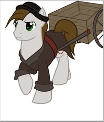 Size: 500x586 | Tagged: safe, artist:floots, oc, oc only, oc:prodigious peddler, pony, fallout equestria, solo, tales of a junk town pony peddler, wagon