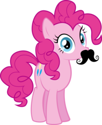 Size: 6883x8386 | Tagged: safe, artist:silentmatten, pinkie pie, earth pony, pony, g4, absurd resolution, female, mare, moustache, simple background, solo, transparent background, vector