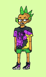 Size: 540x900 | Tagged: safe, artist:kicksatanout, spike, g4, dork, glasses, humanized