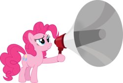 Size: 10001x6802 | Tagged: safe, artist:emedina13, pinkie pie, earth pony, pony, g4, absurd resolution, megaphone, simple background, transparent background, vector, xk-class end-of-the-world scenario