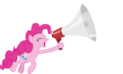 Size: 9954x6031 | Tagged: safe, artist:silentmatten, pinkie pie, earth pony, pony, g4, absurd resolution, female, mare, megaphone, simple background, solo, transparent background, vector