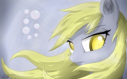 Size: 5333x3333 | Tagged: safe, artist:unnop64, derpy hooves, pegasus, pony, g4, absurd resolution, bubble, epic derpy, female, flowing mane, mare, portrait, solo, windswept mane