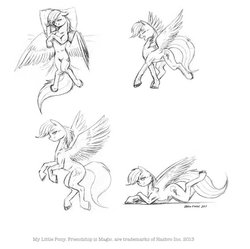 Size: 895x892 | Tagged: safe, artist:baron engel, rainbow dash, pegasus, pony, g4, bed, bedroom eyes, female, grayscale, monochrome, pencil drawing, pillow, solo, strut, traditional art