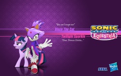 Size: 1920x1200 | Tagged: safe, artist:fuzon-s, artist:kp-shadowsquirrel, twilight sparkle, g4, 3d, blaze the cat, crossover, female, hilarious in hindsight, sonic the hedgehog (series), wallpaper