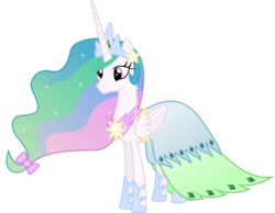 Size: 5000x3888 | Tagged: safe, artist:90sigma, princess celestia, alicorn, pony, g4, clothes, dress, female, gala dress, mare, simple background, solo, transparent background, vector