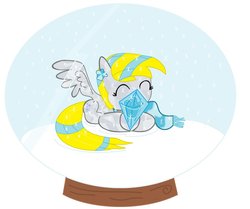 Size: 900x753 | Tagged: safe, artist:sallycars, derpy hooves, pegasus, pony, g4, clothes, crystallized, cute, derpabetes, diamond, female, mare, muffin, scarf, snow globe, snowglobe pony, solo