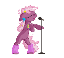 Size: 2658x2400 | Tagged: safe, artist:elegantmisreader, cheerilee, earth pony, pony, g4, 80s, 80s cheerilee, bipedal, leg warmers, microphone, simple background, singing, transparent background