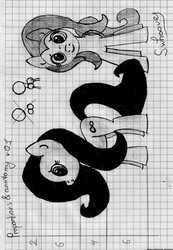 Size: 1517x2197 | Tagged: safe, oc, oc only, earth pony, pony, grid paper, proportion study, sideways image, solo, traditional art