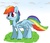 Size: 1280x1105 | Tagged: safe, artist:zokkili, rainbow dash, pegasus, pony, g4, female, grass, mare, solo