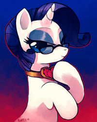 Size: 539x675 | Tagged: safe, artist:si1vr, rarity, pony, unicorn, g4, bedroom eyes, female, fire ruby, glasses, jewelry, mare, signature, solo