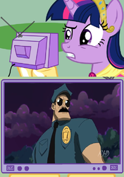 Size: 878x1248 | Tagged: safe, twilight sparkle, alicorn, pony, g4, axe cop, exploitable meme, female, mare, tv meme, twilight sparkle (alicorn)