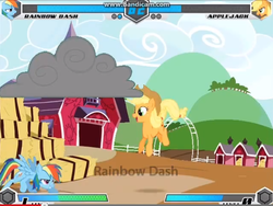 Size: 638x479 | Tagged: safe, applejack, rainbow dash, fighting is magic, g4, youtube, youtube link