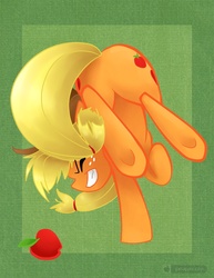 Size: 800x1035 | Tagged: safe, artist:gabapple, applejack, g4, action pose, bucking, butt, hooves, plot