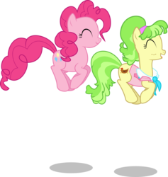 Size: 5676x6000 | Tagged: safe, artist:masem, chickadee, ms. peachbottom, pinkie pie, g4, games ponies play, .svg available, absurd resolution, pronking, simple background, transparent background, vector