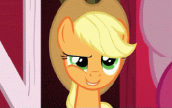 Size: 256x161 | Tagged: safe, screencap, applejack, pinkie pie, earth pony, pony, g4, party of one, season 1, animated, applejack is best facemaker, bad poker face, female, gif