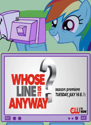 Size: 656x900 | Tagged: safe, rainbow dash, g4, exploitable meme, the cw, tv meme, whose line is it anyway