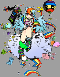 Size: 900x1150 | Tagged: safe, artist:mandycabral, rainbow dash, human, g4, cloud, female, humanized, solo, winged humanization