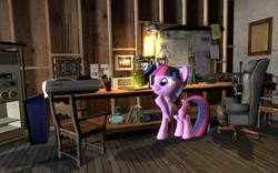 Size: 1280x800 | Tagged: safe, artist:hano, twilight sparkle, g4, 3d, book, chair, counter-strike, female, gmod, half-life, morning