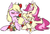 Size: 1246x840 | Tagged: safe, artist:ghost, lily valley, roseluck, earth pony, pony, g4, blushing, eating, flower, herbivore, horses doing horse things, simple background, white background