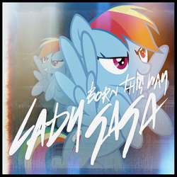 Size: 800x800 | Tagged: safe, artist:adrianimpalamata, rainbow dash, g4, born this way, cover, crossover, lady gaga, song reference