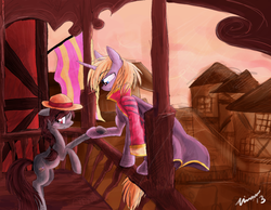 Size: 800x621 | Tagged: safe, artist:namiwami, howl, howl's moving castle, ponified, sophie, studio ghibli