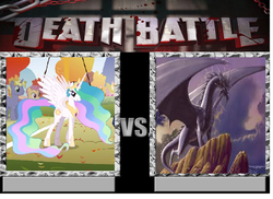 Size: 848x616 | Tagged: safe, princess celestia, g4, bahamut, death battle, dungeons and dragons, forgotten realms