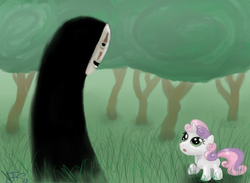 Size: 750x550 | Tagged: safe, artist:mysteriousmonocle, sweetie belle, g4, crossover, no-face, spirited away, studio ghibli