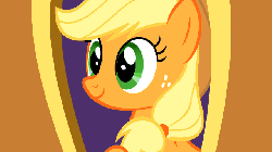 Size: 640x360 | Tagged: safe, screencap, applejack, g4, the last roundup, animated, bouncing, female, loop, train