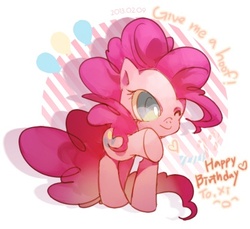 Size: 419x384 | Tagged: safe, artist:kanko, pinkie pie, g4, cute, hoofbump, pixiv, wink