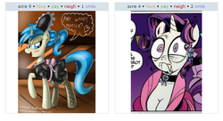 Size: 593x322 | Tagged: safe, idw, allie way, rarity, g4, clothes, exploitable meme, fishnet stockings, juxtaposition, juxtaposition win, maid