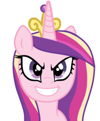 Size: 617x750 | Tagged: safe, artist:andreamelody, queen chrysalis, g4, evil, faic, fake cadance, female, grin, solo