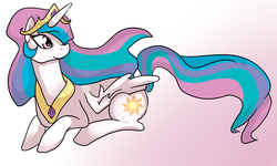 Size: 2500x1500 | Tagged: safe, artist:shlebby, princess celestia, pony, g4, female, prone, solo