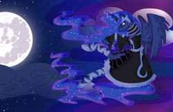 Size: 1024x663 | Tagged: safe, artist:d3571ny, princess luna, pony, g4, clothes, dress, female, moon, solo