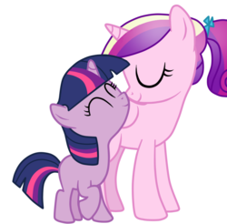 Size: 901x887 | Tagged: safe, artist:andreamelody, princess cadance, twilight sparkle, g4, filly, simple background, smiling, transparent background, vector, younger