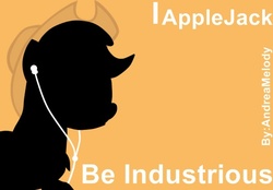 Size: 530x369 | Tagged: safe, artist:andreamelody, applejack, earth pony, pony, g4, earbuds, female, ipod, solo