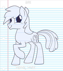 Size: 1500x1700 | Tagged: safe, artist:elusive, oc, oc only, oc:sketchy the notebook pony, pony, ask paper pony, lined paper, solo, tumblr, twiface