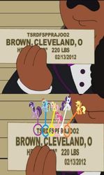 Size: 244x410 | Tagged: safe, applejack, fluttershy, pinkie pie, rainbow dash, rarity, twilight sparkle, g4, cleveland brown, mane six, meta, reference, slowpoke, the cleveland show