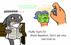 Size: 816x512 | Tagged: safe, artist:mr tiggly the wiggly walnut, fluffy pony, shark, fluffy tips, newspaper