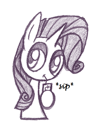 Size: 396x517 | Tagged: safe, artist:boulderthedragon, rarity, g4, bust, female, juice box, monochrome, solo