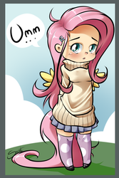 Size: 657x981 | Tagged: safe, artist:quila111, artist:secret-pony, fluttershy, human, g4, clothes, humanized, sweater, sweatershy, tailed humanization, winged humanization